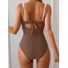 imageB2prity Womens Underwire One Piece Swimsuits Tummy Control Bathing Suits Push Up Swim Suit Color Block SwimwearBrown  White