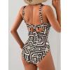 imageB2prity Womens Underwire One Piece Swimsuits Tummy Control Bathing Suits Push Up Swim Suit Color Block SwimwearBrown Stripe  Black