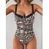 imageB2prity Womens Underwire One Piece Swimsuits Tummy Control Bathing Suits Push Up Swim Suit Color Block SwimwearBrown Stripe  Black