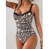 imageB2prity Womens Underwire One Piece Swimsuits Tummy Control Bathing Suits Push Up Swim Suit Color Block SwimwearBrown Stripe  Black