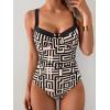 imageB2prity Womens Underwire One Piece Swimsuits Tummy Control Bathing Suits Push Up Swim Suit Color Block SwimwearBrown Stripe  Black