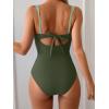 imageB2prity Womens Underwire One Piece Swimsuits Tummy Control Bathing Suits Push Up Swim Suit Color Block SwimwearDark Army Green  Green