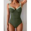 imageB2prity Womens Underwire One Piece Swimsuits Tummy Control Bathing Suits Push Up Swim Suit Color Block SwimwearDark Army Green  Green