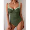 imageB2prity Womens Underwire One Piece Swimsuits Tummy Control Bathing Suits Push Up Swim Suit Color Block SwimwearDark Army Green  Green