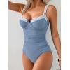 imageB2prity Womens Underwire One Piece Swimsuits Tummy Control Bathing Suits Push Up Swim Suit Color Block SwimwearGrey Blue  Stripe