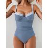 imageB2prity Womens Underwire One Piece Swimsuits Tummy Control Bathing Suits Push Up Swim Suit Color Block SwimwearGrey Blue  Stripe