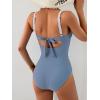 imageB2prity Womens Underwire One Piece Swimsuits Tummy Control Bathing Suits Push Up Swim Suit Color Block SwimwearGrey Blue  Stripe