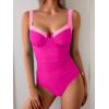 imageB2prity Womens Underwire One Piece Swimsuits Tummy Control Bathing Suits Push Up Swim Suit Color Block SwimwearHot Pink  Pink