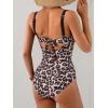 imageB2prity Womens Underwire One Piece Swimsuits Tummy Control Bathing Suits Push Up Swim Suit Color Block SwimwearLeopard  Black