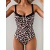 imageB2prity Womens Underwire One Piece Swimsuits Tummy Control Bathing Suits Push Up Swim Suit Color Block SwimwearLeopard  Black