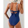 imageB2prity Womens Underwire One Piece Swimsuits Tummy Control Bathing Suits Push Up Swim Suit Color Block SwimwearNavy Blue  Blue Leaf