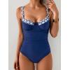imageB2prity Womens Underwire One Piece Swimsuits Tummy Control Bathing Suits Push Up Swim Suit Color Block SwimwearNavy Blue  Blue Stars