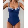 imageB2prity Womens Underwire One Piece Swimsuits Tummy Control Bathing Suits Push Up Swim Suit Color Block SwimwearNavy Blue  Blue Stars
