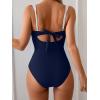 imageB2prity Womens Underwire One Piece Swimsuits Tummy Control Bathing Suits Push Up Swim Suit Color Block SwimwearNavy Blue  White