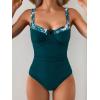 imageB2prity Womens Underwire One Piece Swimsuits Tummy Control Bathing Suits Push Up Swim Suit Color Block SwimwearPeacock Green  Green Leaf
