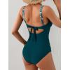 imageB2prity Womens Underwire One Piece Swimsuits Tummy Control Bathing Suits Push Up Swim Suit Color Block SwimwearPeacock Green  Green Leaf