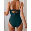 imageB2prity Womens Underwire One Piece Swimsuits Tummy Control Bathing Suits Push Up Swim Suit Color Block SwimwearPeacock Green  White