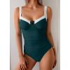 imageB2prity Womens Underwire One Piece Swimsuits Tummy Control Bathing Suits Push Up Swim Suit Color Block SwimwearPeacock Green  White