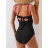 imageB2prity Womens Underwire One Piece Swimsuits Tummy Control Bathing Suits Push Up Swim Suit Color Block SwimwearRibbed  Black and Pink
