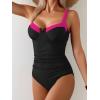 imageB2prity Womens Underwire One Piece Swimsuits Tummy Control Bathing Suits Push Up Swim Suit Color Block SwimwearRibbed  Black and Pink