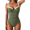 imageB2prity Womens Underwire One Piece Swimsuits Tummy Control Bathing Suits Push Up Swim Suit Color Block SwimwearArmy Green  White