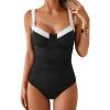 imageB2prity Womens Underwire One Piece Swimsuits Tummy Control Bathing Suits Push Up Swim Suit Color Block SwimwearRibbed  Black and White