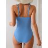 imageB2prity One Piece Swimsuit for Women Tummy Control Bathing Suit Mesh Deep V Neck Swim Suit Ruched Slimming SwimwearBaby Blue