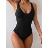 imageB2prity One Piece Swimsuit for Women Tummy Control Bathing Suit Mesh Deep V Neck Swim Suit Ruched Slimming SwimwearBlack