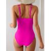imageB2prity One Piece Swimsuit for Women Tummy Control Bathing Suit Mesh Deep V Neck Swim Suit Ruched Slimming SwimwearHot Pink