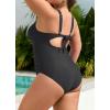 imageB2prity One Piece Swimsuit for Women Tummy Control Plus Size Bathing Suit Ruched Swim Suit V Neck Criss Cross SwimwearBlack