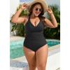 imageB2prity One Piece Swimsuit for Women Tummy Control Plus Size Bathing Suit Ruched Swim Suit V Neck Criss Cross SwimwearBlack