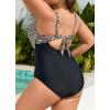 imageB2prity One Piece Swimsuit for Women Tummy Control Plus Size Bathing Suit Ruched Swim Suit V Neck Criss Cross SwimwearLeopard  Black