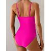 imageB2prity One Piece Swimsuit for Women Tummy Control Ruched Bathing Suit High Cut Cutout Swim SuitHot Pink