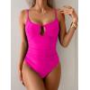 imageB2prity One Piece Swimsuit for Women Tummy Control Ruched Bathing Suit High Cut Cutout Swim SuitHot Pink