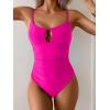 imageB2prity One Piece Swimsuit for Women Tummy Control Ruched Bathing Suit High Cut Cutout Swim SuitHot Pink