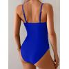 imageB2prity One Piece Swimsuit for Women Tummy Control Ruched Bathing Suit High Cut Cutout Swim SuitRoyal Blue