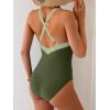 imageB2prity One Piece Swimsuit for Women Tummy Control Slimming Bathing Suit Push Up Ruched Swim Suit Criss Cross SwimwearArmy Green  Green