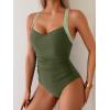 imageB2prity One Piece Swimsuit for Women Tummy Control Slimming Bathing Suit Push Up Ruched Swim Suit Criss Cross SwimwearArmy Green  Green