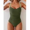 imageB2prity One Piece Swimsuit for Women Tummy Control Slimming Bathing Suit Push Up Ruched Swim Suit Criss Cross SwimwearArmy Green  Green