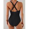 imageB2prity One Piece Swimsuit for Women Tummy Control Slimming Bathing Suit Push Up Ruched Swim Suit Criss Cross SwimwearBlack