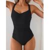 imageB2prity One Piece Swimsuit for Women Tummy Control Slimming Bathing Suit Push Up Ruched Swim Suit Criss Cross SwimwearBlack