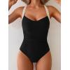 imageB2prity One Piece Swimsuit for Women Tummy Control Slimming Bathing Suit Push Up Ruched Swim Suit Criss Cross SwimwearBlack Color Blockwhite