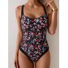 imageB2prity One Piece Swimsuit for Women Tummy Control Slimming Bathing Suit Push Up Ruched Swim Suit Criss Cross SwimwearBlack Floral Print and Black Block
