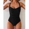 imageB2prity One Piece Swimsuit for Women Tummy Control Slimming Bathing Suit Push Up Ruched Swim Suit Criss Cross SwimwearBlack Solid Color