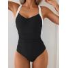 imageB2prity One Piece Swimsuit for Women Tummy Control Slimming Bathing Suit Push Up Ruched Swim Suit Criss Cross SwimwearBlack White