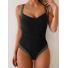imageB2prity One Piece Swimsuit for Women Tummy Control Slimming Bathing Suit Push Up Ruched Swim Suit Criss Cross SwimwearBlack and Army Green Block