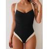 imageB2prity One Piece Swimsuit for Women Tummy Control Slimming Bathing Suit Push Up Ruched Swim Suit Criss Cross SwimwearBlackwhite Straps
