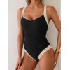 imageB2prity One Piece Swimsuit for Women Tummy Control Slimming Bathing Suit Push Up Ruched Swim Suit Criss Cross SwimwearBlackwhite Straps