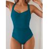 imageB2prity One Piece Swimsuit for Women Tummy Control Slimming Bathing Suit Push Up Ruched Swim Suit Criss Cross SwimwearBlue