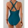 imageB2prity One Piece Swimsuit for Women Tummy Control Slimming Bathing Suit Push Up Ruched Swim Suit Criss Cross SwimwearBlue